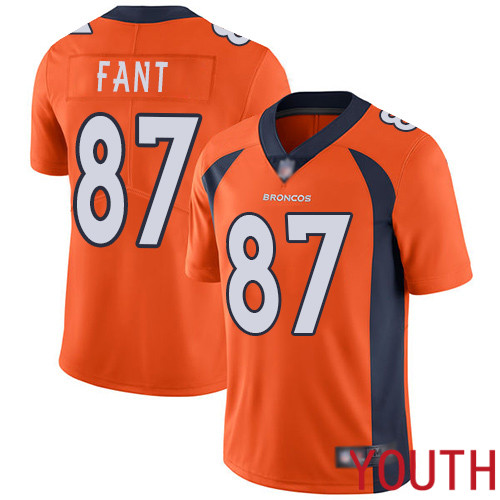 Youth Denver Broncos 87 Noah Fant Orange Team Color Vapor Untouchable Limited Player Football NFL Jersey